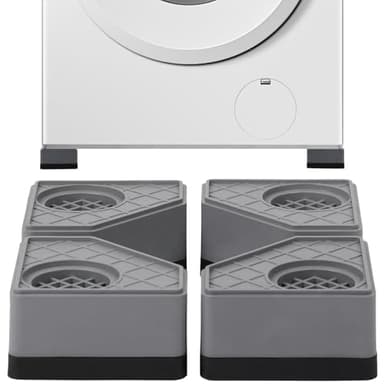 Anti-Vibration Machine à Laver Patins, Pack de 4 Supports Amortisseurs en Caoutchouc, Antidérapant, Silencieux, Réducteur de Bruit et Vibrations Support Tampons À Pied Amortisseurs Lave Linge,Gray