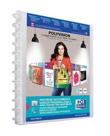 OXFORD Protège‐Documents Variozip Polyvision A4 40 vues amovibles Couverture Polypro Incolore