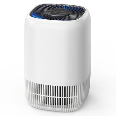 GOAMGE Purificateur d'Air avec Filtre HEPA H13 à Trois Étages, Purificateur d'Air pour Chambre, jusqu'à 5W, Silencieux 22db avec Aroma, Élimine le Pollen, la Fumée, le Poil de Animal