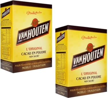 Cacao Brut Non Sucré Van Houten - L'Étui 250 g - Lot de 2