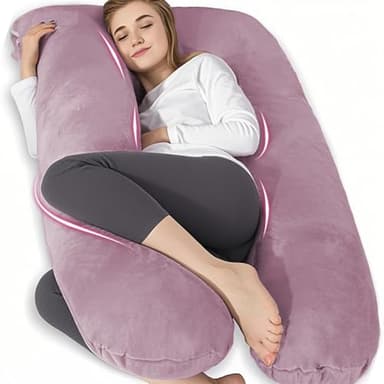 Chilling Home Coussin de Grossesse,Coussin Allaitement en Forme de U en Velours Amovibl, Coussins de Maternité et Corps pour Dormir,Violet