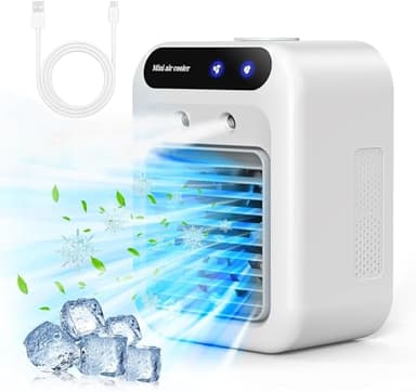 Nouveau Climatiseur Portable 2024, Climatiseur Mobile Silencieux, Refroidisseur d'air de 500 ml, Rafraichisseur d'air, 2 Vitesses, 2 Modes de Brumisation, Mini Climatiseur Adapté à la Coucher, Bureau