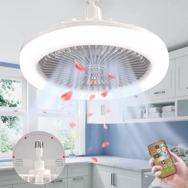 Lampe Ventilateur Plafond,Luminaire Ventilateur Plafonnier,E27 Lustre Ventilateur de Plafond,Ventilateur de Plafond Silencieux Avec Lumiere et Telecommande,Ventilo Plafond Avec Lumière (gris)