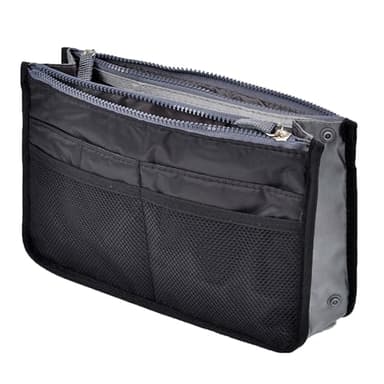 YUEMING Organisateur de Sacs à Main, Femmes Sac de Rangement Intérieur Bag avec 13 Poches Grand Extensible Bourse avec Fermeture Eclair et Poignée pour Documents, Téléphone, Cosmétiques et Clés (Noir)