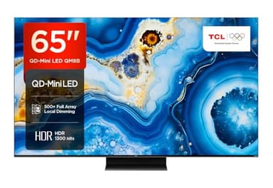 TCL Téléviseur 65QM8B MiniLED 65 Pouces, QLED, 144 Hz, 4K HDR Premium 1300 nits, Google TV, Dolby Atmos, Onkyo, Game Master Pro 2.0