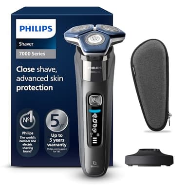 Philips Rasoir électrique Série 7000 pour homme Wet & Dry avec tondeuse rétractable, socle de charge, coffret de voyage et brossette de nettoyage (modèle S7887/35)