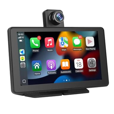 7 Pouces Écran Voiture Carplay sans Fil et Wireless Android Auto - Autoradio Bluetooth avec Caméra Frontale 1080P / Carte TF 64 Go | Transmetteur FM/AUX | Plug & Play