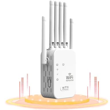Répéteur WiFi Exterieur,2026 repeteur WiFi Puissant, Amplificateur WiFi 6 antennes, 2 Ports LAN,Répéteur WiFi 1200Mbps, Compatible avec Toutes Les Box Internet Ethernet Port