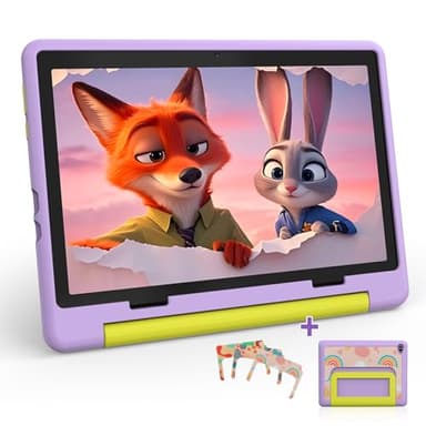 Laptok Tablette Enfants 10 Pouces, Android 15 Tablette pour Enfants Éducative avec Contrôle Parental, 20Go+64Go Ext 1To, Octa-Core, Widevine L1, WiFi 6, BT5.0, 5000mAh, Étui Antichoc (Violet)