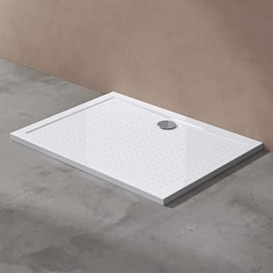 doporro Bac à douche 70x100 receveur de douche antiglisse rectangulaire blanc Lucia02AR 70x100x4 +Bonde AL01