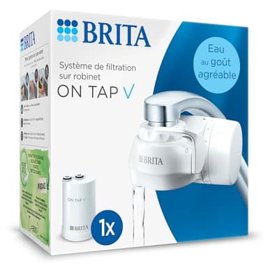 BRITA système de filtration sur robinet ON TAP V (inclus x1 filtre à eau) - SATISFAIT OU REMBOURSÉ*