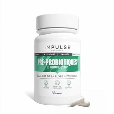 Impulse Nutrition - Pré-Probiotiques - 20 Mds d'UFC/jour - Lactobacillus gasseri - Digestion, Immunité & Microbiote - Complément Alimentaire Équilibre Intestinal - 30 gélules - Fabriqué en France