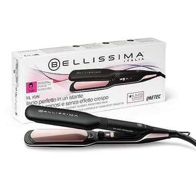 Bellissima XL ION - Lisseur pour Cheveux Longs et Crépus - Plaques Larges - Revêtement Céramique & Kératine - Technologie Ion Care - 5 Températures Réglables - Protection Thermo Control