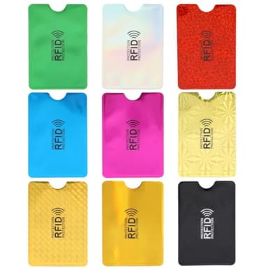 Lot de 9 porte-cartes RFID, bloqueurs RFID, multicolores, porte-cartes RFID, protection de cartes RFID, anti-vol pour homme et femme, Couleur, Portefeuille RFID