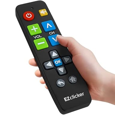 EZclicker Télécommande TV Universelle à Gros Boutons Simple et Facile à Utiliser, idéale pour Les Personnes âgées, Fonctionne avec Les Grandes Marques de TV (2 Piles AAA Non incluses) (Noir)