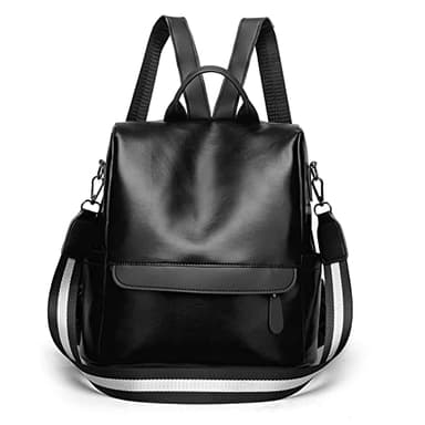 FUNSEED Sac à dos pour femme, tendance, en cuir PU, antivol, sac de voyage, sac à dos à bandoulière pour activités de plein air, Noir , M