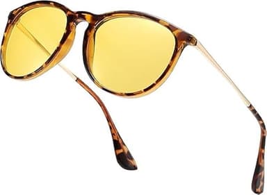 D Lolylad Lunettes de vision nocturne pour femme - Lunettes de conduite de nuit pour automobilistes - Lunettes jaunes, marron foncé