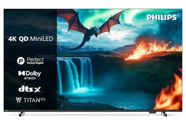 Philips 65MLED810 Mini LED 4K Smart TV - Écran 65 Pouces avec P5 Perfect Picture Engine Ultra HD, Titan OS, Dolby Vision et Son Dolby Atmos