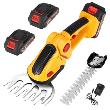 Aofesel Coupe Bordure sans Fil avec 2 Batterie 1500 Mah,Taille Haie Electrique avec 2 Lames, Cisaille Sculpte-Haie à Gazon LéGer pour Coupe, Elagage, Noir & Vert