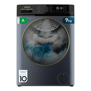 Cecotec Lave Linge Bolero Dresscode 7610 Inverter Ice Blue A; capacité de 7 Kg Ice Blue Chargement frontal, 1400 tr/min, Classe A, Avec Fonction Vapeur, Moteur Inverter Plus, 15 Programmes