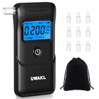 Ethylotest Electronique Homologué Alcootest Professionnel: Éthylomètre Haute Précision avec Affichage Numérique LCD - Portable Testeur d'alcool ave 10 Embouchures - Alcotest Usage Maison Voiture Fêtes
