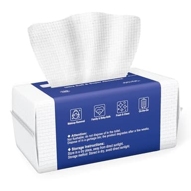 Ourmed Life Serviettes Visage Biologiques Jetables - Lingettes Démaquillantes et Nettoyantes pour le Démaquillage Visage, Soins de la Peau, Pluis-free et Idéales pour Peaux Sensibles (100 unité)