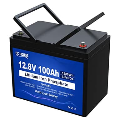 Batterie DCHOUSE 12V 100Ah LiFePO4, BMS 100A amélioré, jusqu'à 15000 cycles, batterie au lithium 1280Wh, parfaite pour les camping-cars, caravanes, bateaux, camping, systèmes solaires