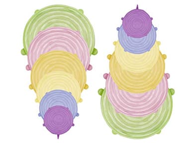 BEPER C102COC101 Couvercle Silicone Alimentaire, 12 Pièces Colorées - Couvercle Extensible en Silicone Différentes Dimensions