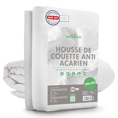 Welldora | Housse de Couette Anti Acarien | Linge de Lit Testé | Housse Anti Acarien et Punaises de Lit de Haute Qualité | Drap Contre Les Allergies (220x240cm)
