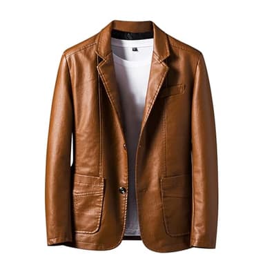 Veste Cuir Homme Grande Taille, Veste De Travail Homme Vintage Couleur Unie Coupe Slim Chic d'affaires Manteau Décontracté De Tous Les Jours Passe-Partout Tempérament Formelle Blousons pour Automne