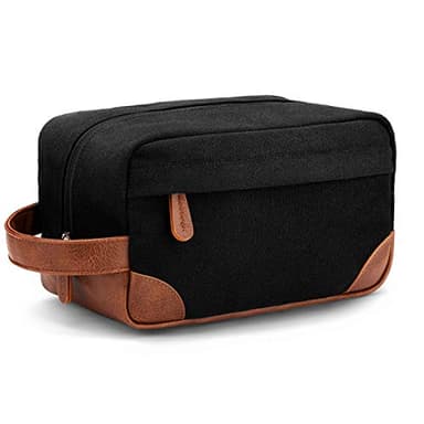 Vorspack Trousse de toilette de voyage – Trousse de toilette à suspendre pour homme en toile résistante à l'eau Sac de rasage pour voyage, noir, Medium