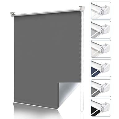 Magiea Store Occultant sans Perçage, Store Enrouleur Opaque Thermique Isolant, Protection Solaire pour Fenêtre et Porte, 45l x 170L cm (Largeur du Tissu 40 cm), Gris Foncé