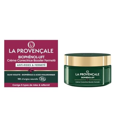La Provençale Biophénol-Lift - Crème Correctrice Booster Fermeté Anti-Rides & Fermeté - Olive violette - Biophénols & Acide hyaluronique - Tous types de peaux - Efficacité Prouvée - 50 ml