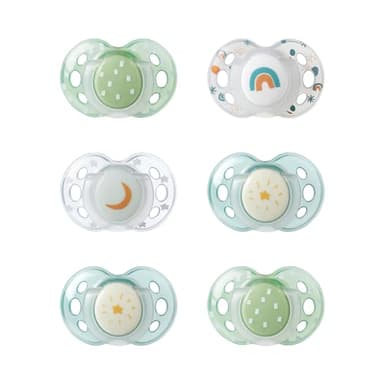 Tommee Tippee Sucette de nuit, 18-36 mois, lot de 6 sucettes phosphorescentes avec capsule de stérilisation réutilisable