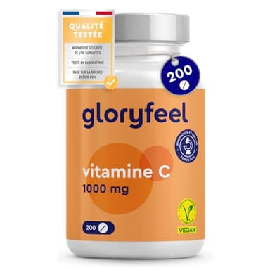 Vitamine C 1000mg 200 Comprimés, Antioxydant pour Os, Système Immunitaire, Peau, et Fatigue*, Cure de 7 Mois, Vitamine C Hautement Concentré avec L Acide Ascorbique Pure, Testé en Laboratoire
