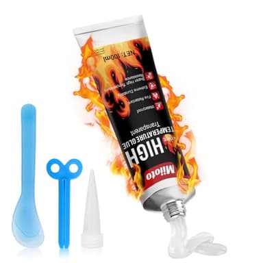 Miioto Colle Haute Temperature, Colle Refractaire, Colles Joint Poele a Bois, Silicone Haute Temperature aux Cheminées, Poêles, Boucliers Thermiques, Transparent, 100ml