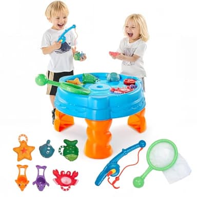 VEVOR Table à Eau avec 9 Accessoires, Table de Jeux d'eau Enfant, Jeu de Pêche Été, Jouets d'Activités Sensorielles Aquatiques Intérieur Extérieur pour Tout-Petits, Garçons, Filles de 3 Ans et Plus