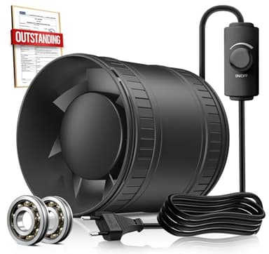 BUMSOU Extracteur d'Air 100 mm à Vitesse Réglable, Compact Ventilateur Silencieux et Puissant, Aérateur d Air avec Protection Contre la Surchauffe, VMC Salle de Bain Cave Garage Tente