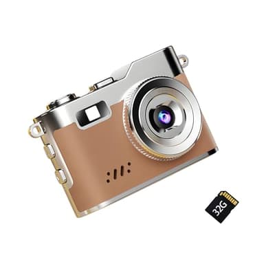 Appareil photo numérique rétro avec résolution 1080p et collier portable avec mémoire extensible pour prises de vue quotidiennes Marron