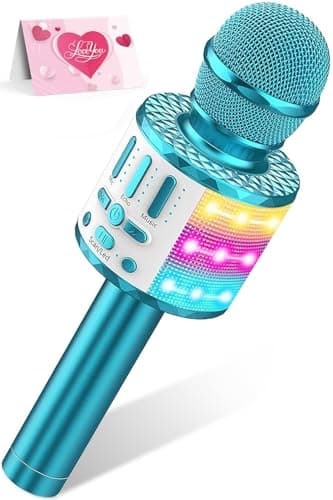 Microphone Sans Fil Bluetooth Karaoké, Portable Karaoké Micro Haut-Parleur Avec LumièRe, Microphone Karaoke Pour Enfants/Adultes Chanter Club Noël Anniversaire Soiree Famille Youtube Live, Idée Cadeau