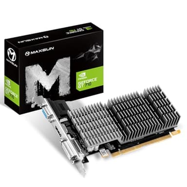 MAXSUN Carte Graphique Externe GeForce GT 710 2 Go GPU (64 bit VGA, DVI-D, HDMI, Profil Bas prêt PCI Express Graphics Card)