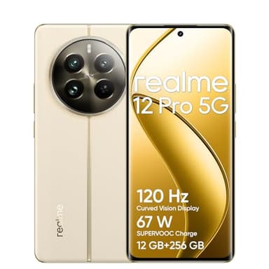 realme Smartphone 12 Pro 5G 12 + 256GB, Appareil Photo Portrait avec téléobjectif, Sony IMX882 OIS, Chipset Snapdragon® 6 Gen 1 5G, Écran à Vision incurvée de 120 Hz, Navigator Beige