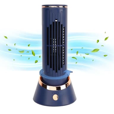 Yunir Ventilateur de Bureau Tour, Ventilateur Portable Silencieux sans Pales avec 3 Vitesses, Oscillant à 120°, Flux D'air Unique, Ventilateur de Table électrique sur Pied 4000 MAh,