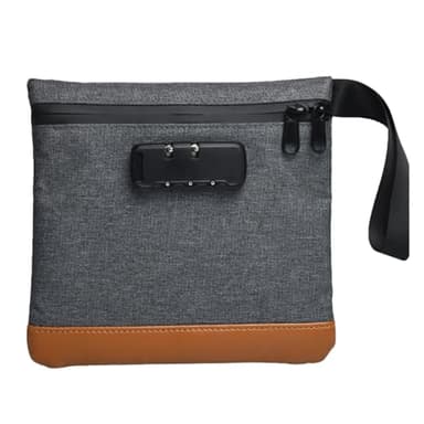 Sac de sécurité anti-odeurs coffre-fort portable sac étanche avec serrure pochette portefeuille anti-odeurs avec cadenas à combinaison porte-documents tirelire boîte verrouillable (Gris 20 x 18,8 cm)