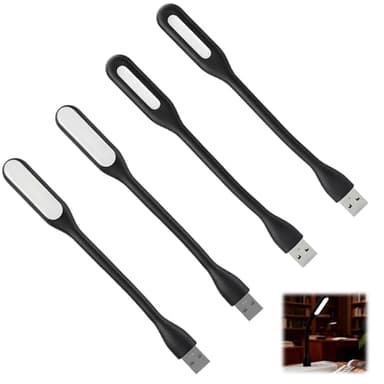 Zynqo 4Pcs Mini Lampes LED USB Flexibles Col de Cygne pour Ordinateur Portable, Clavier, Noir – Lampe de Bureau Flexible, Éclairage de Clavier USB, Lampe de Lecture LED Portable