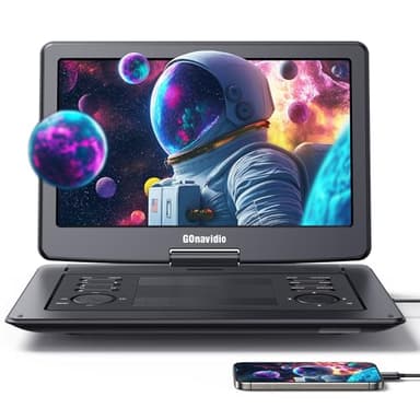 GOnavidio Lecteur DVD Portable HDMI avec Grand écran HD de17 Pouces, Lecteur DVD Portable Voiture,Batterie Rechargeable 6 Heures, DVD Portable Voiture Support AV in,USB/TF,pour Enfant en Voyage