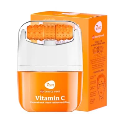 7Days Crème Lifting Visage à la Vitamine C | hydratante pour le Korean Skincare | Anti-Âge Cou pour Femme | Rouleau de massage anti-gonflement et tonifiant pour la peau 40 ml