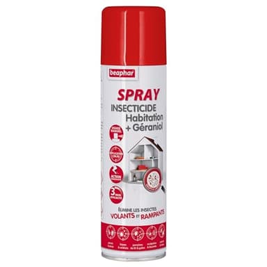 Beaphar – Spray insecticide habitation – Tue les insectes volants, rampants, les œufs et larves – Pour traiter des zones ciblées – Action longue durée jusqu'à 3 mois – Flacon 500ml