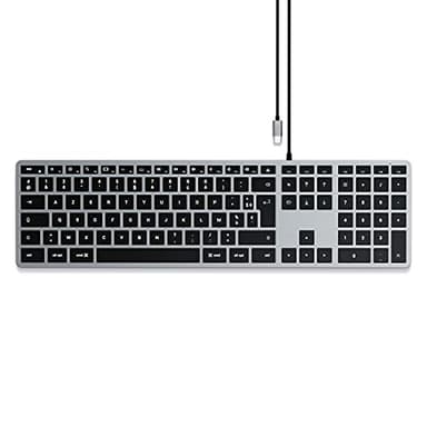 SATECHI Slim W3 Clavier Filaire Rétroéclairé avec Pavé Numérique - Touches Lumineuses et Connexion USB-C - Compatible avec iMac 2020, Mac Mini 2020, MacBook Pro 2020, MacBook Air 2020 (AZERTY)