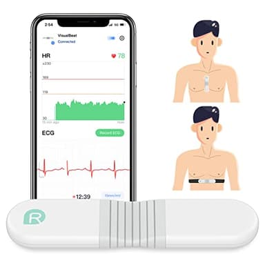 ViATOM Moniteur de Fréquence Cardiaque, Sangle de Poitrine, Capteur de Fréquence Cardiaque, Bluetooth Ant+, Moniteur ECG avec Coussinets, sans Fil avec Alarme à Vibrations